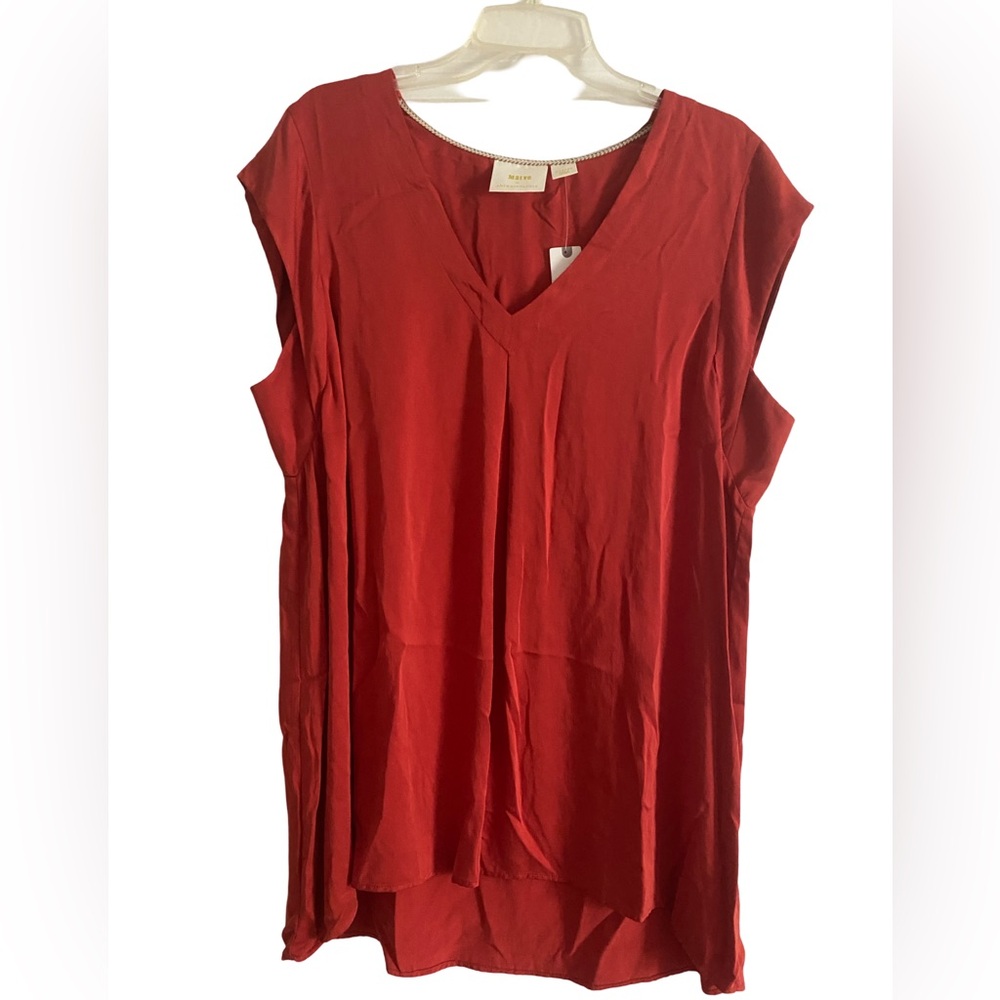 Red V-Neck NWT Anthropologie Tunic
